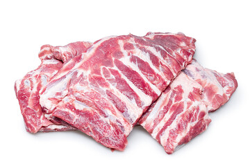 Raw fesh spare ribs isolated on white background