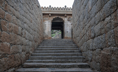 Fototapeta na wymiar Forgotten Chitradurga Fort located on several hills. Karnataka, India.