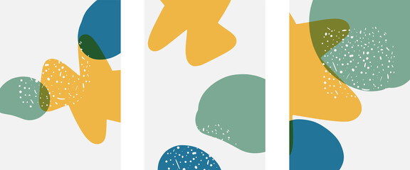 Fototapeta premium Hand drawn doodle shapes, wall art painting style, vector abstract background templates. A4 poster design or for covers, banners, flyers