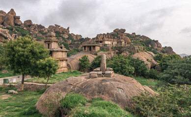 Forgotten Chitradurga Fort located on several hills. Karnataka, India.