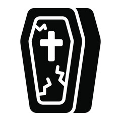 Obraz premium coffin, halloween vector glyph icon