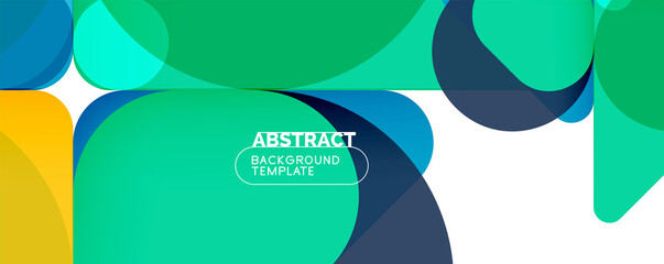 Flat geometric round shapes and dynamic lines, abstract background. Vector illustration for placards, brochures, posters and banners