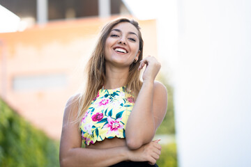 Happy young girl with beautiful straight hair