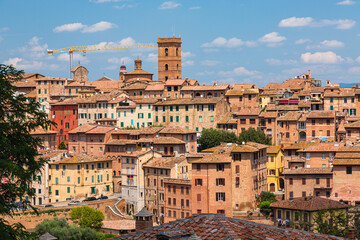 Obraz premium イタリア シエナの丘から見える旧市街