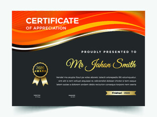 Professional elegant blue and gold diploma certificate template