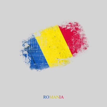 Grunge Flag Of Romania. Isolated on gray Background