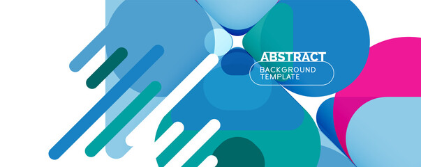 Flat geometric round shapes and dynamic lines, abstract background. Vector illustration for placards, brochures, posters and banners