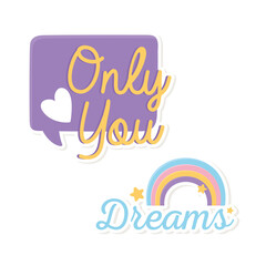 rainbow decoration cartoon style sticker white background