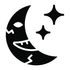 scary moon, halloween vector glyph icon