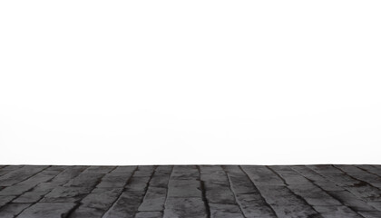 Fototapeta premium Arrière-plan blanc avec support de briques pour présentation d'objets publicitaires pour promotion de produits. Aspect sol en relief, fond blanc uni.