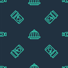 Set line Pudding custard, Jam jar and Candy on seamless pattern. Vector.