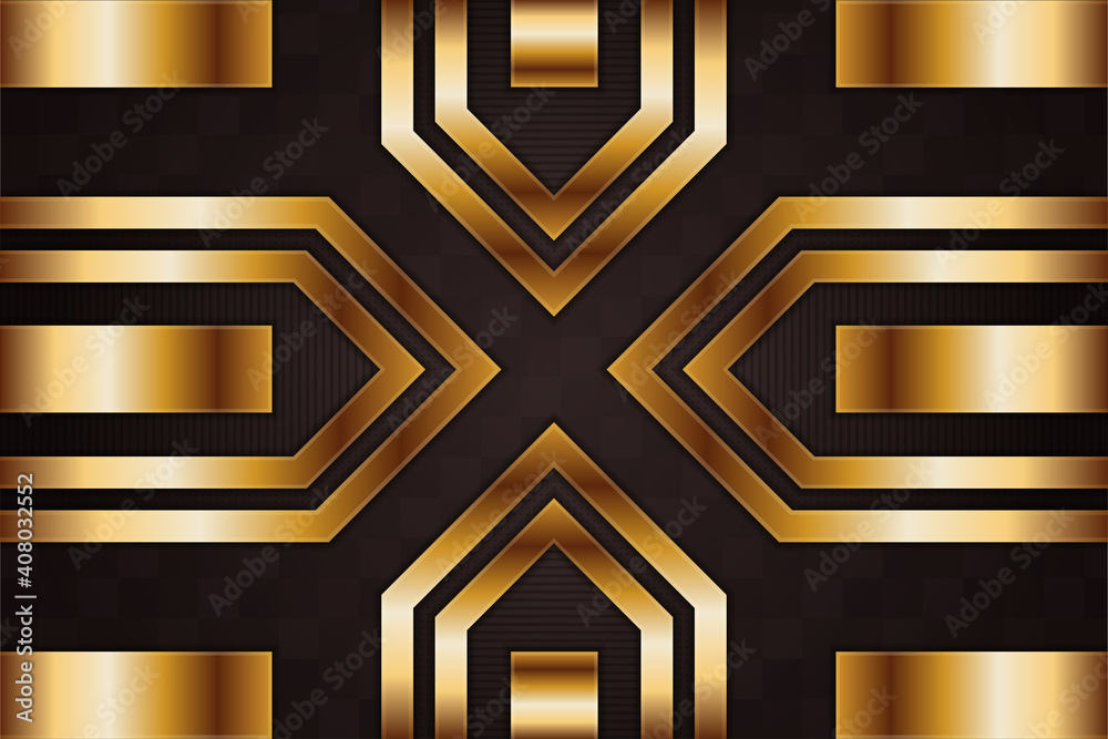 Poster cross face with black and gold gradient premium background with luxury golden geometric elements. ho