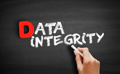 Data integrity text on blackboard, technology concept background