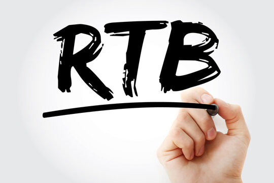 RTB - Real-time bidding acronym with marker, business concept background