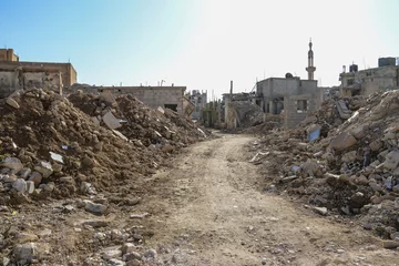 Fototapeten Dier Ez Zior city in Syria destroyed by ISIS in 2020 and daily life after  © trentinness