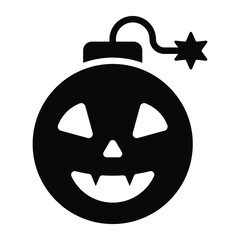 halloween, bomb vector glyph icon