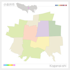 小金井市・Koganai-shi・色分け・町名なし（東京都）