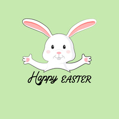 Happy Easter of Sale banners, greeting cards, posters, holiday covers. Trendy design with typography, eggs, and bunny. Modern art minimalist style