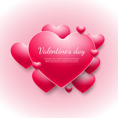 Valentine's day background. Hearts pink overlapping on pink background with space for text.