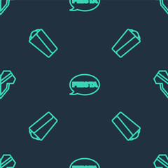 Set line Fiesta, Burrito and Poncho on seamless pattern. Vector.