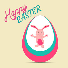 Happy Easter of Sale banners, greeting cards, posters, holiday covers. Trendy design with typography, eggs, and bunny. Modern art minimalist style