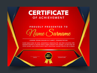 Professional elegant blue and gold diploma certificate template