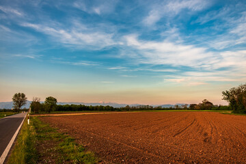 Fototapeta na wymiar Evening in the countryside of Friuli