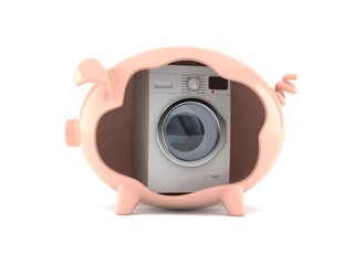 Washing machine inside piggy bank