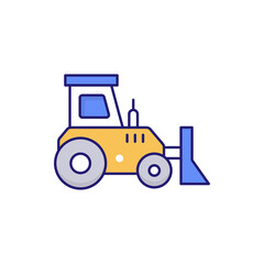 Bulldozer Vector outline filled icon style illustration. EPS 10 file 