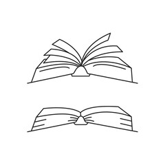 two black linear opened books