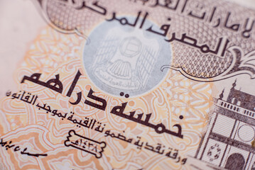 Fototapeta na wymiar World money collection. Fragments of United Arab Emirates money