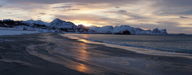 Cold Arctic Winterlandscapes on Senja Island in the Lofoten Islands of Norway.