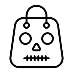scary bag, halloween vector line icon
