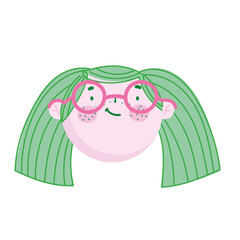 cute face girl with glasses cartoon character children