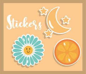 cute stickers icon collection vector design