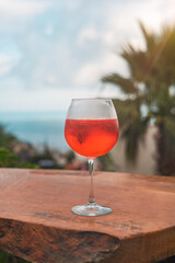 Cold glass of Aperol Spritz summer drink.