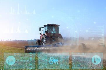 concept of remote control of a tractor without a driver, collection and analysis of data obtained...