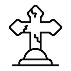 catholic cross, Halloween vector line icon