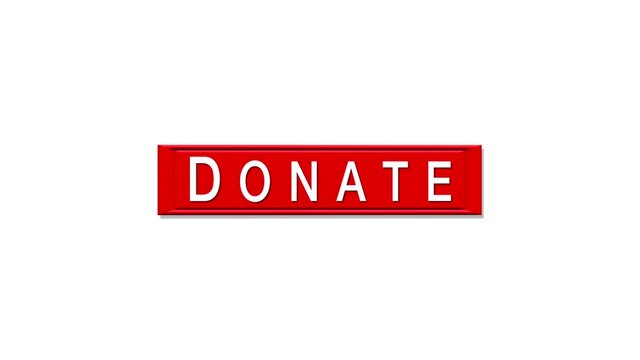 Rectangle red button DONATION.  Donate Icon on white screen
