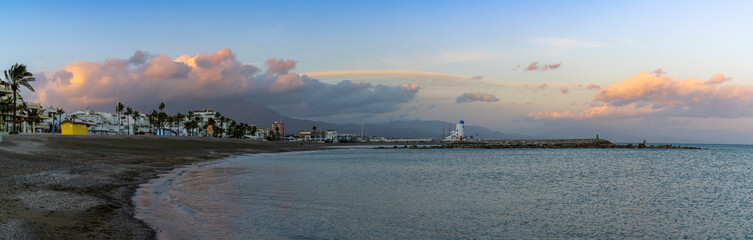 panorama of the beach and harbor at La Duquesa in Andalusia