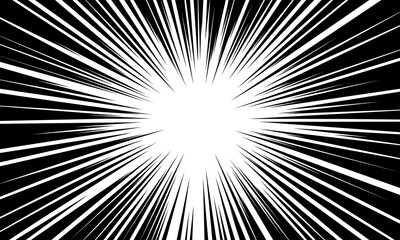 Abstract radial black line speed zoom for comic cartoon background vector illustration.