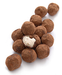 Chocolate truffles with sweet cream inside