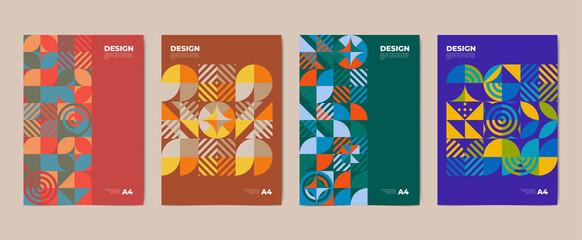 Geometric cover in various vintage styles