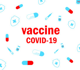 Coronavirus vaccine and vector background. vaccine bottle and syringe injection tool for covid19 immunization treatment. Vector illustration.