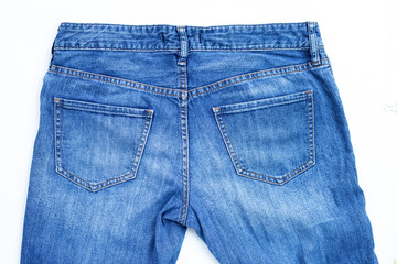 Blue jeans isolated on white background.