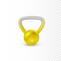 Realistic kettlebell. Weight of 16 kilograms. Equipment for bodybuilding and workout. Vector