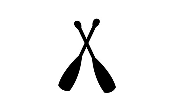 2 kayak paddles on a white background. Vector drawing.