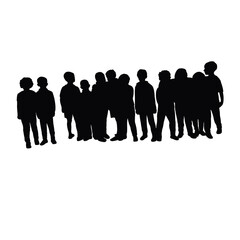 all children together, silhouette vector