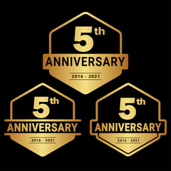 5 years anniversary set. 5th celebration logo collection. Vector and illustration. 