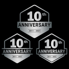 10 years anniversary set. 10th celebration logo collection. Vector and illustration. 